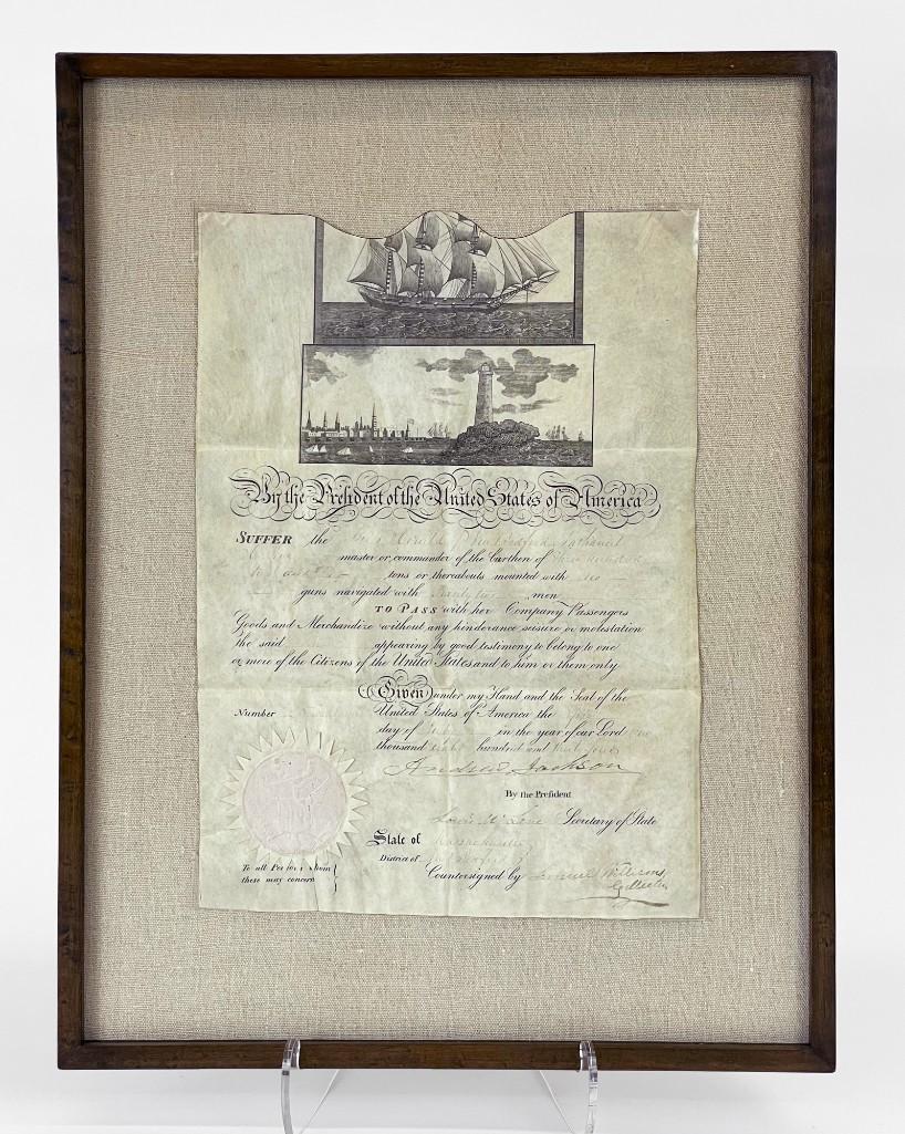 Pres. Andrew Jackson (1767-1845) Signed Ship Passport (1 of 10)