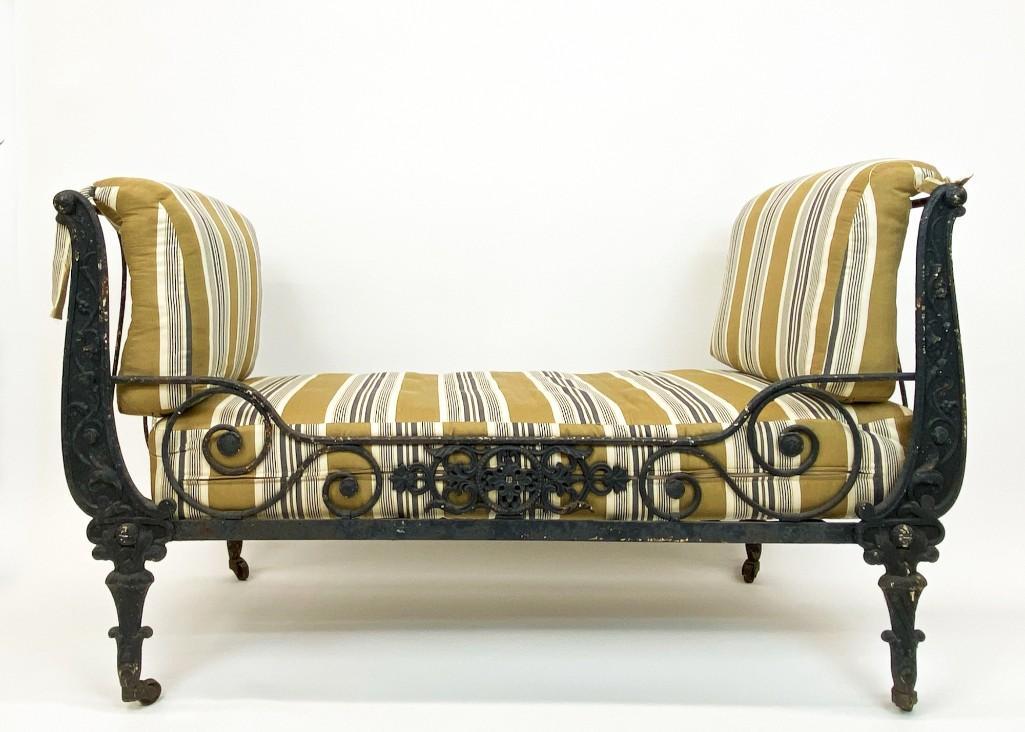 19th Century Antique Cast Iron Window Bench w/ Cushions (1 of 10)