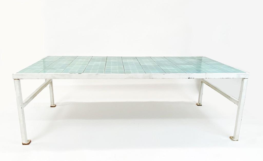 Mid-Century Turquoise Tile & Iron Patio Table (1 of 8)