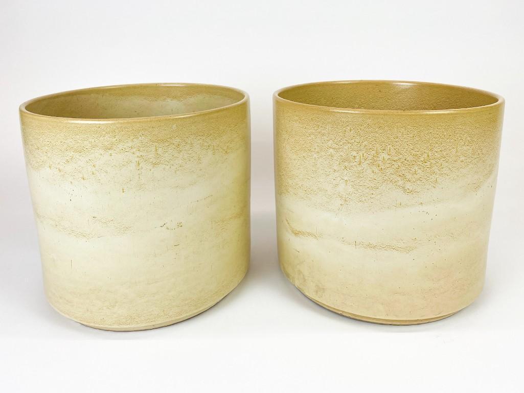 Pair of Oatmeal Almond Gainey Pots (1 of 10)