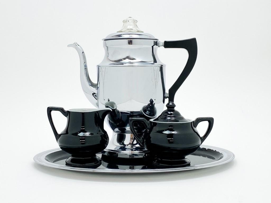 Royal Rochester Chrome 6 Cup Coffee Set 1930s (1 of 7)