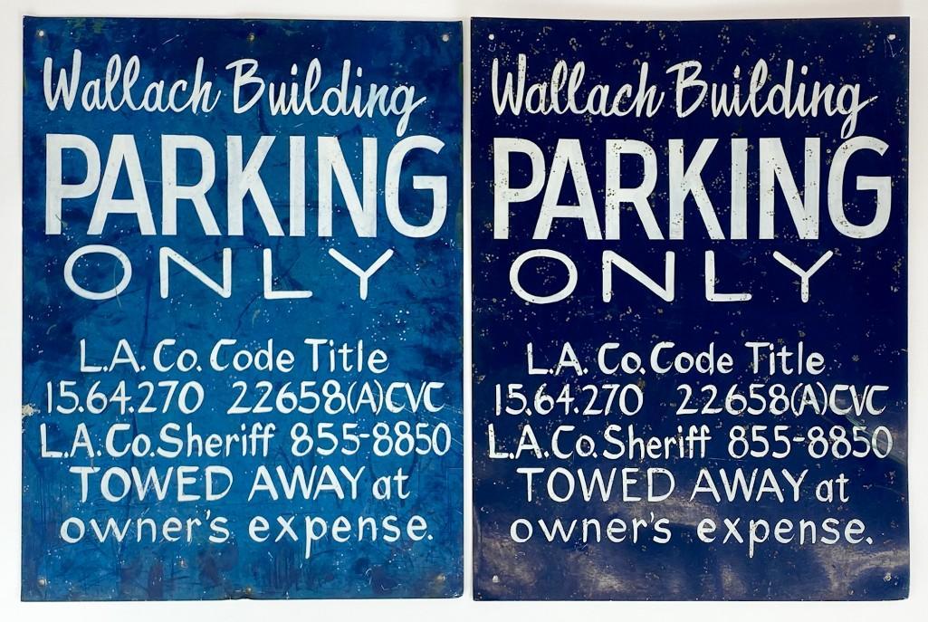 Pair Vintage Wallach Building Hand Painted Metal Signs (1 of 11)