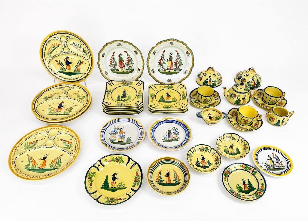 Large Group of 35 Quimper France Hand Painted Dishes (1 of 14)