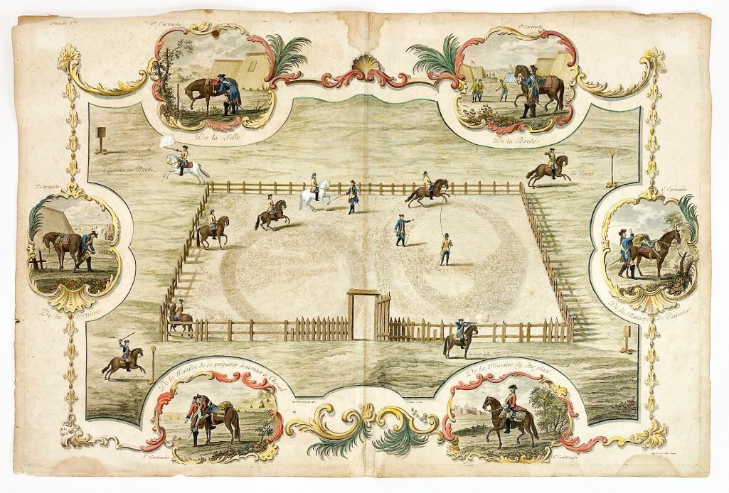 Antique French Print on Paper Horse Training Scene (1 of 9)