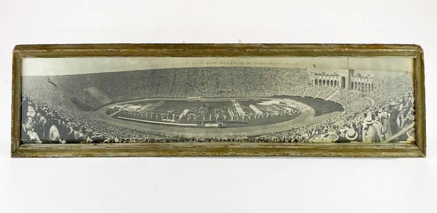 Vintage Panoramic Photo of 1932 Los Angeles Olympics: Vintage Panoramic Photo of 1932 Los Angeles Olympics. Approx. dimensions: 11 in. H x 49 in. W. Weight: 6.6 lbs.