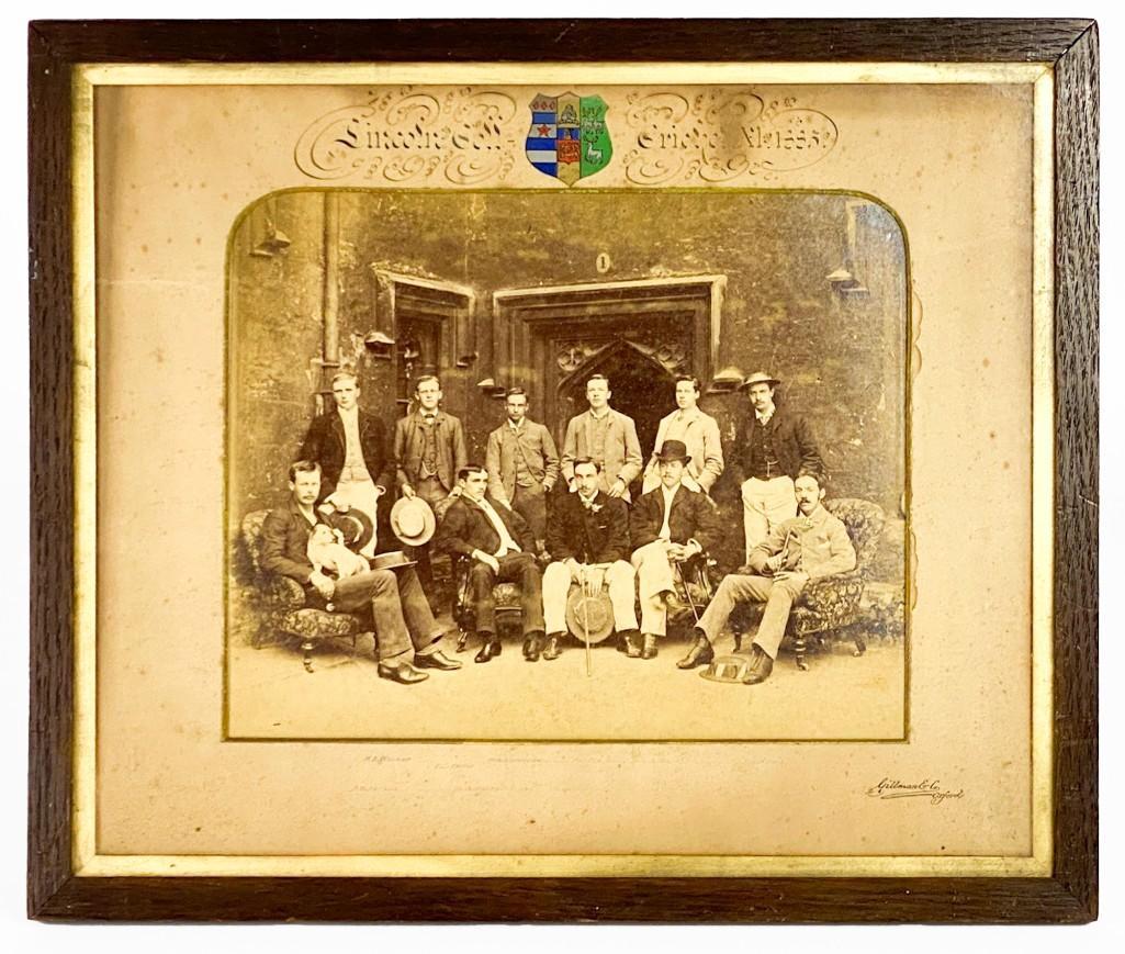 Antique 1885 Lincoln Coll. Cricket Framed Group Photo (1 of 11)