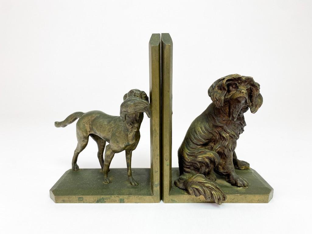 Pair of Bronze Dog Bookends As Is (1 of 10)