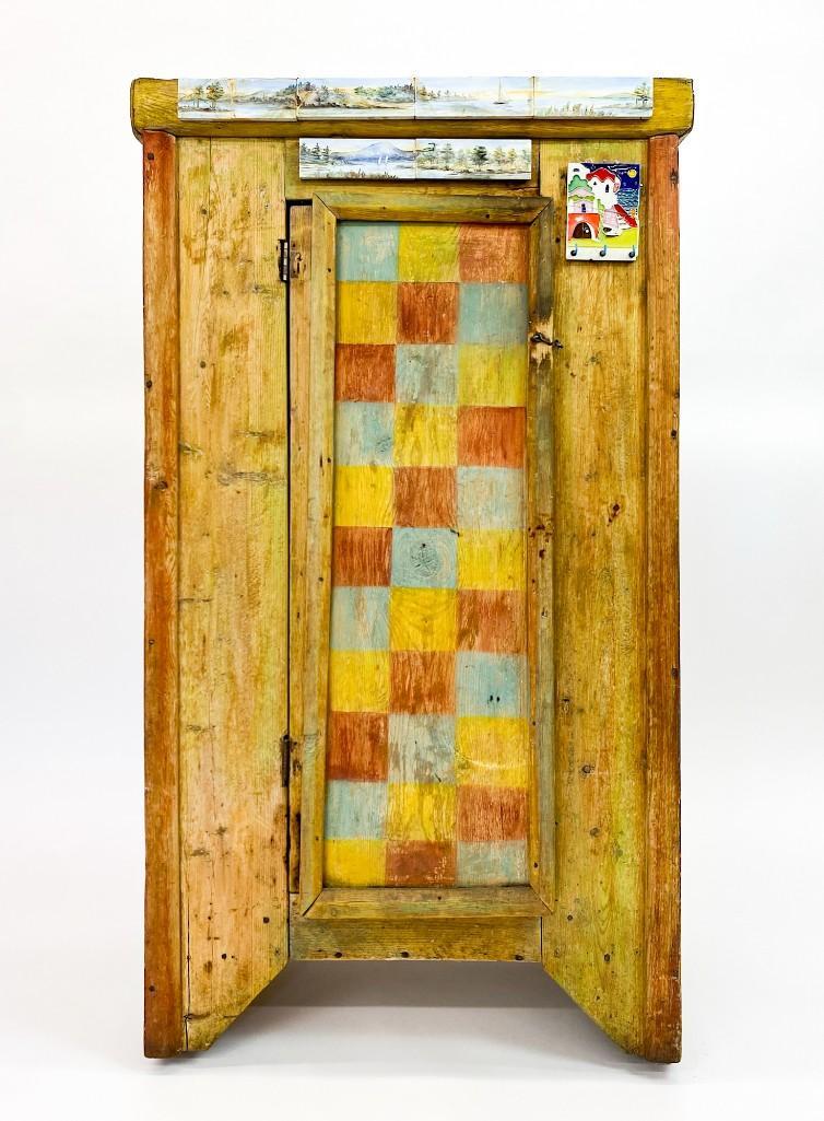 Signed Hand Painted Folk Art Kitchen Cabinet (1 of 14)