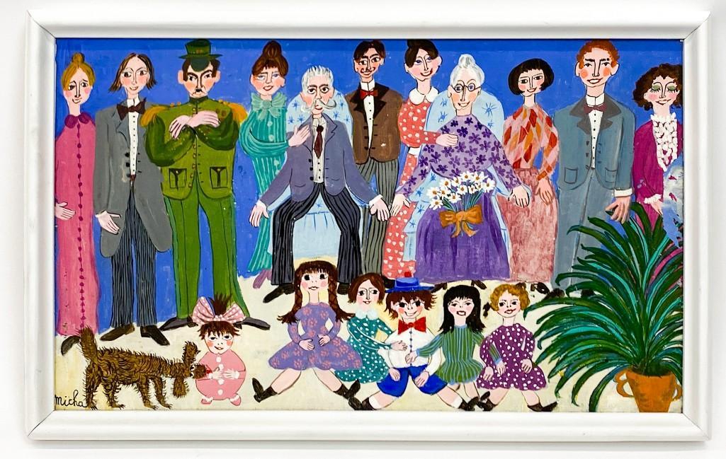 Signed Micha Painting on Canvas Portrait Outsider Art (1 of 7)