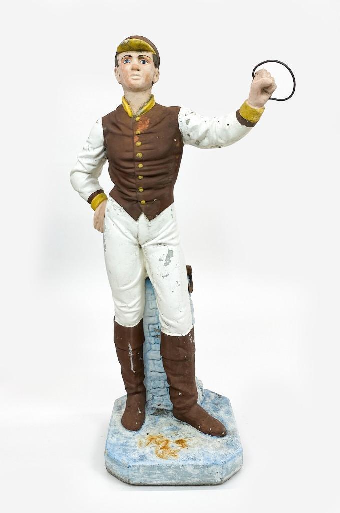 Vintage Painted Cast Concrete Horse Jockey Statue (1 of 10)