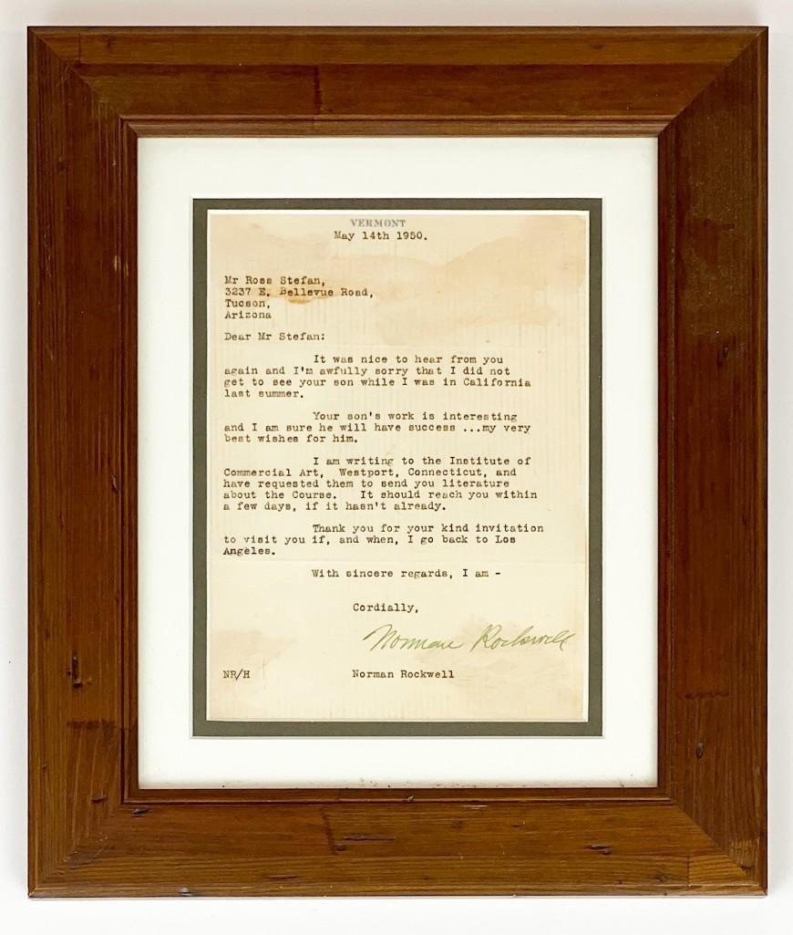 Signed Norman Rockwell Typed Letter to Ross Stefan (1 of 4)