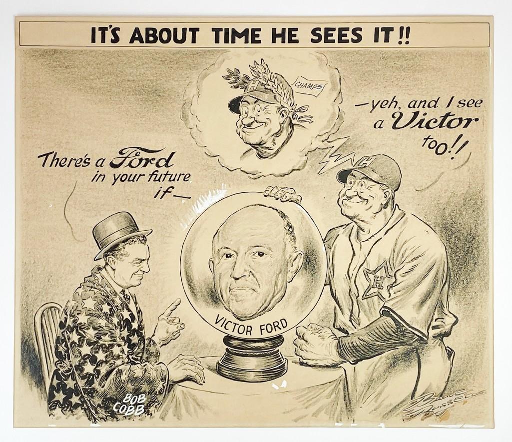 Bruce Russel, Victor Ford, Bob Cobb Signed Ink Drawing (1 of 10)