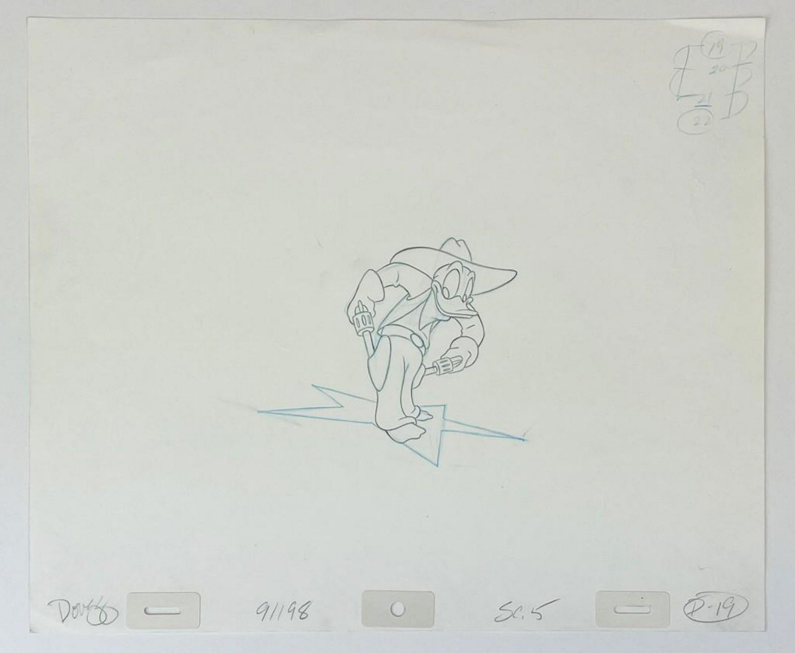 Original Disney Donald Duck Gunslinger Production Drawing (1 of 6)