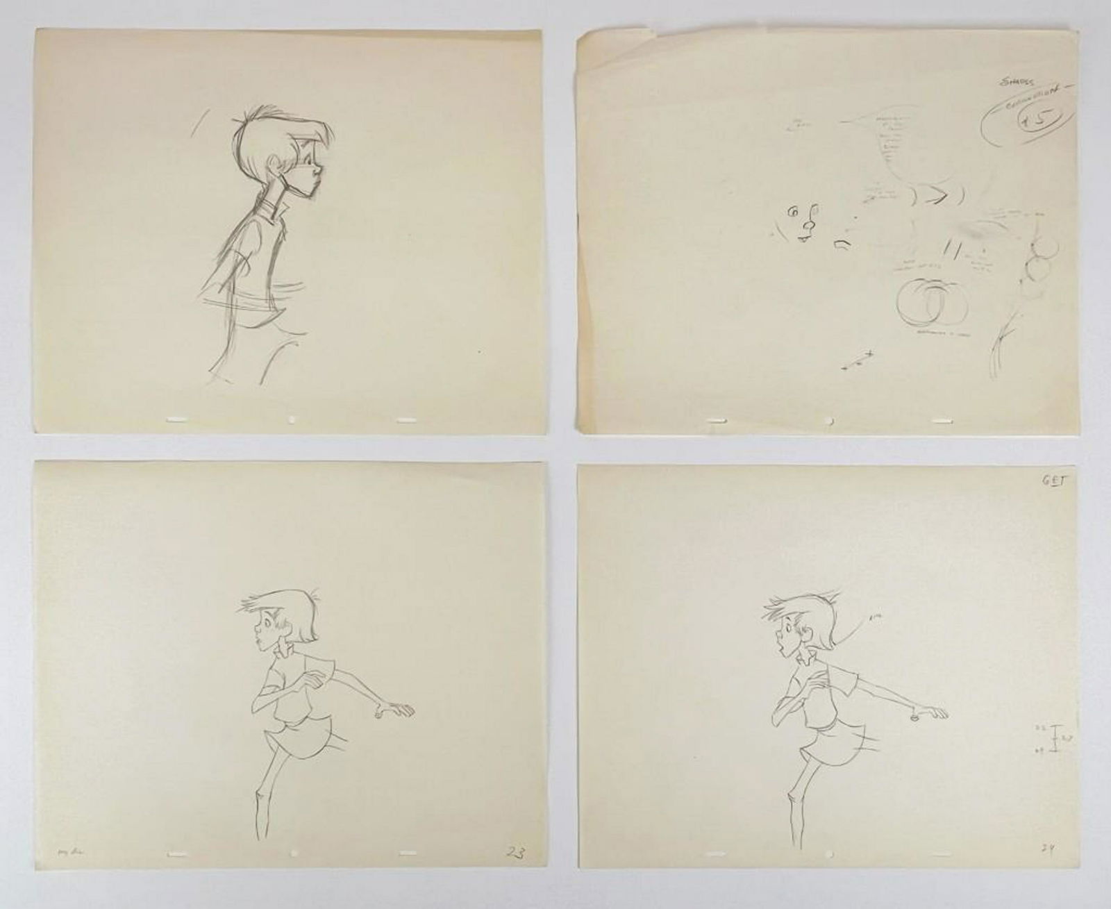 Lot of 4 Original Disney Wart Sword in the Stone Production Drawings: Lot of 4 Original Disney Wart Sword in the Stone Production Drawings. Original production drawings featuring Wart/King Arthur from The Sword in the Stone (Walt Disney Productions, 1963). Drawings penc