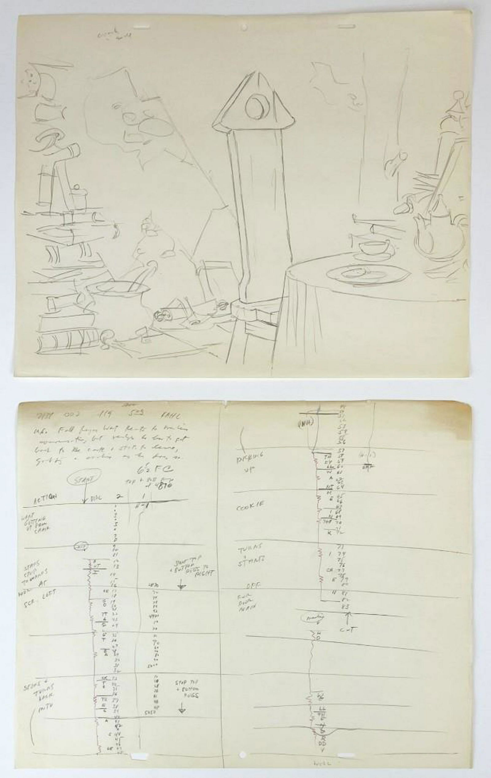 Original Disney Merlin's House Sword in the Stone Background Production Drawing (1 of 3)