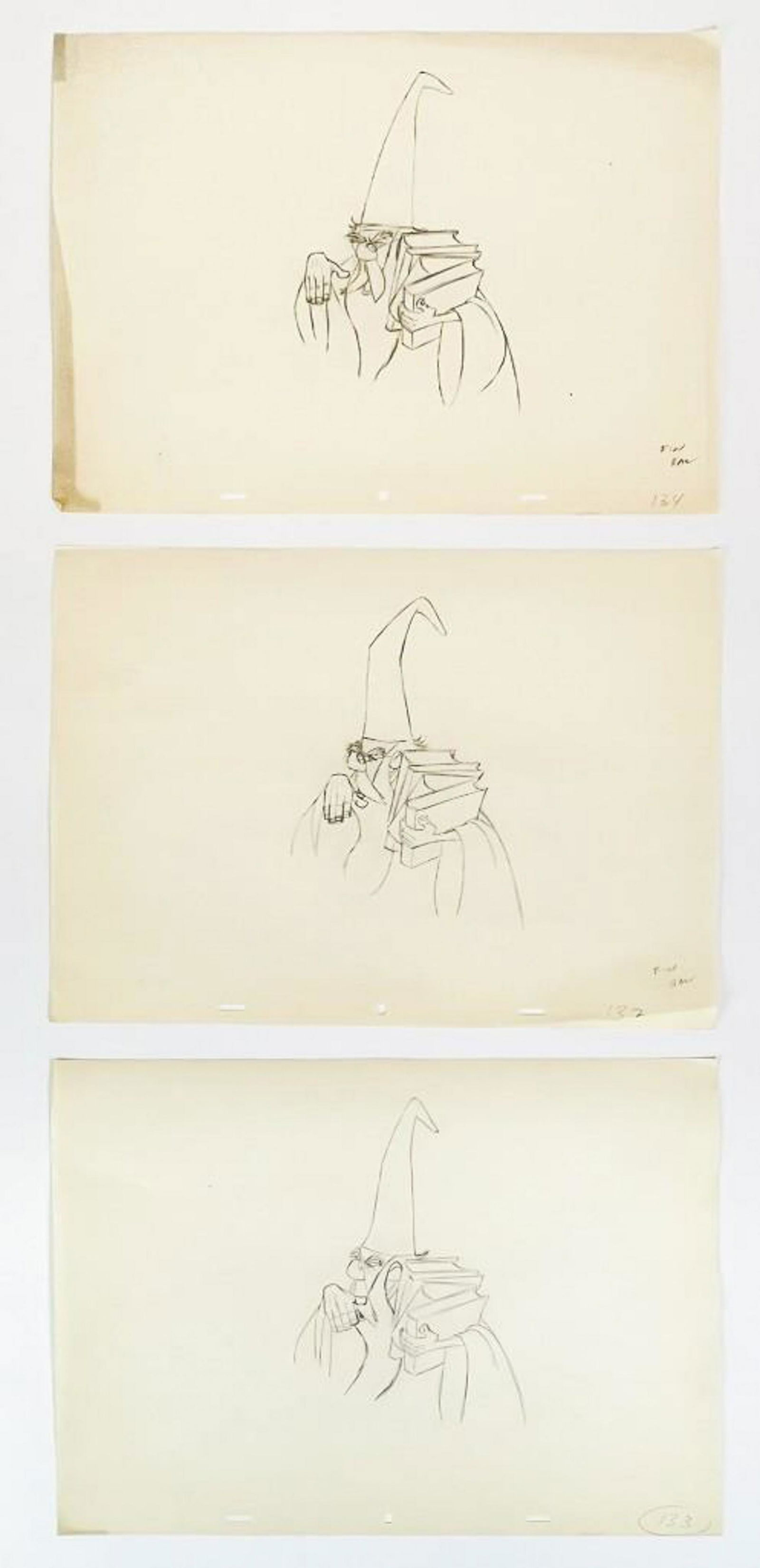 Lot of 3 Original Disney Merlin Sword in the Stone Production Drawings (1 of 4)