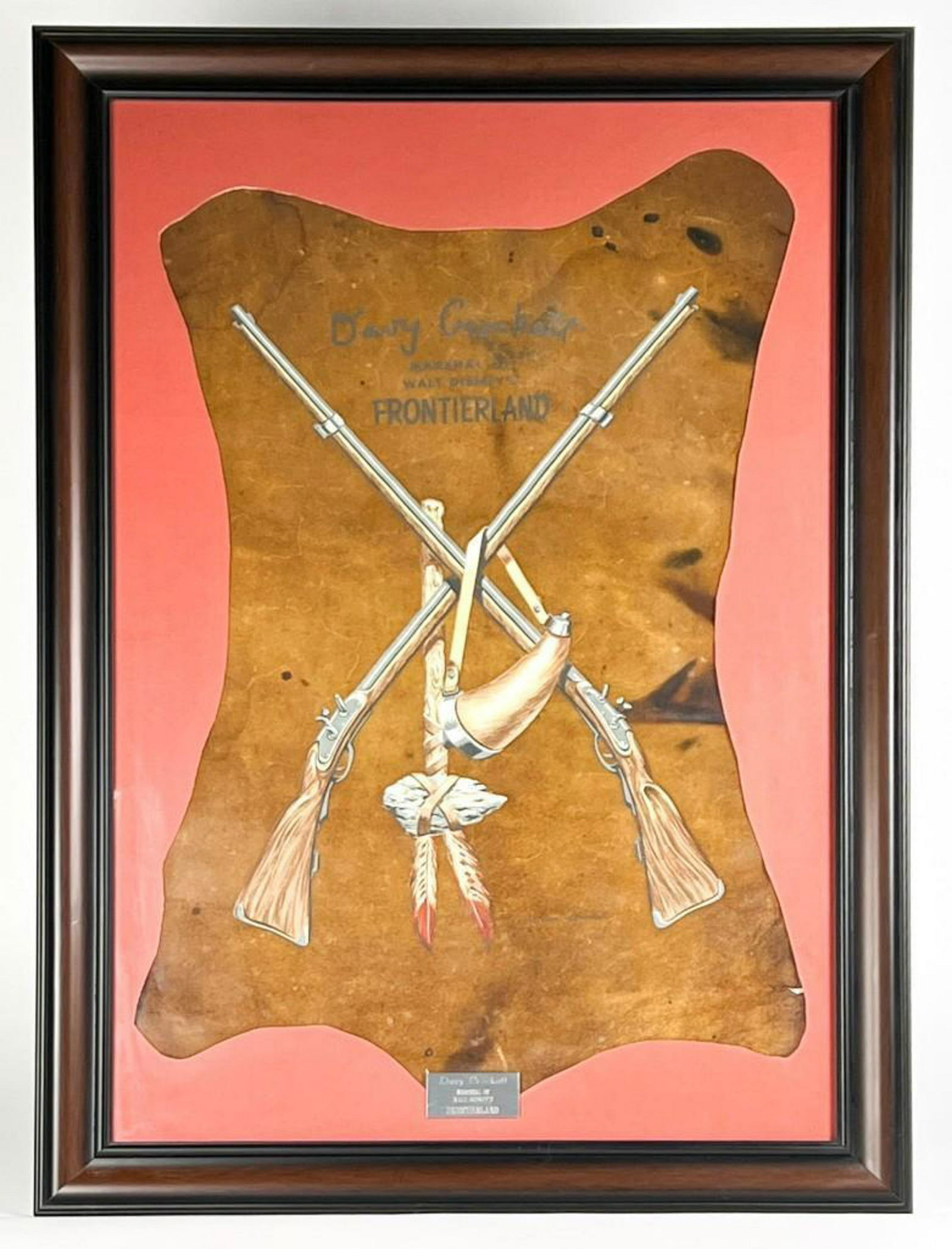 Davy Crockett Original 1955 Disneyland Frontierland Cowhide Sign (1 of 8)