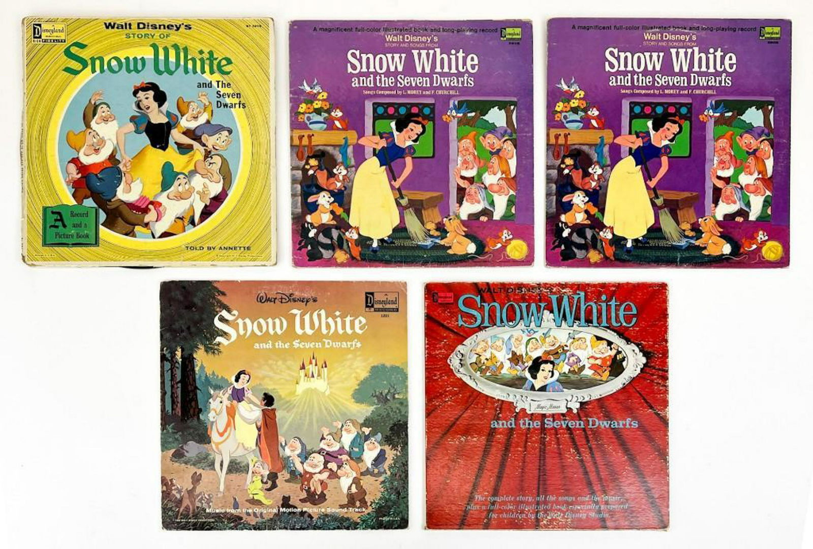 Lot of 5 Vintage 1950s/60s Snow White Disney Records (1 of 7)
