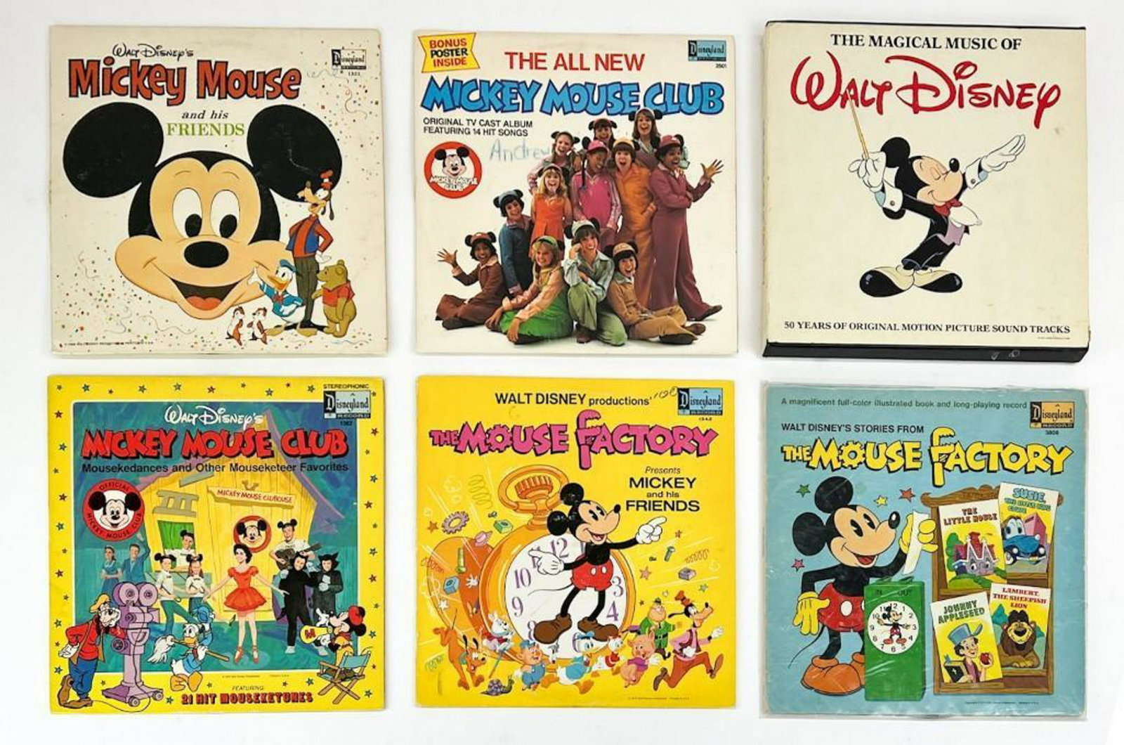 Lot of 6 Vintage Mickey and Friends Disney Records: Lot of 6 Vintage Mickey and Friends Disney Records. As- is, untested. Some wear on jackets/ records. Combined weight: 4 lbs