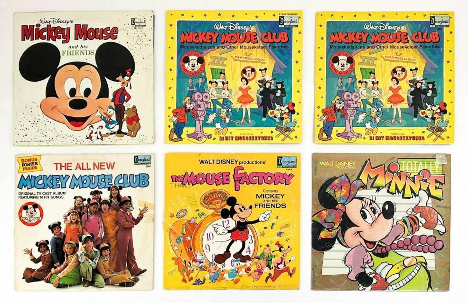 Lot of 6 Vintage Mickey Walt Disney Records (1 of 8)