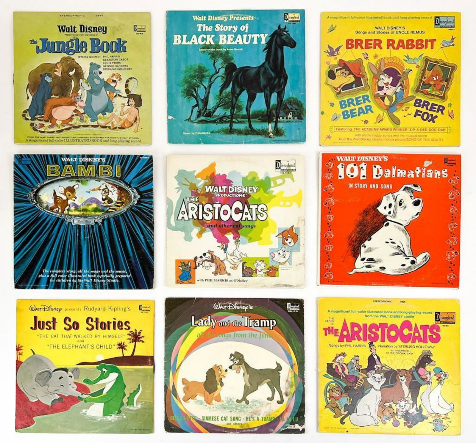 Lot of 9 Vintage Disney Animals Records: Lot of 9 Vintage Disney Animals Records. As- is, untested. Some wear on jackets/record. Combined weight: 6 lbs.