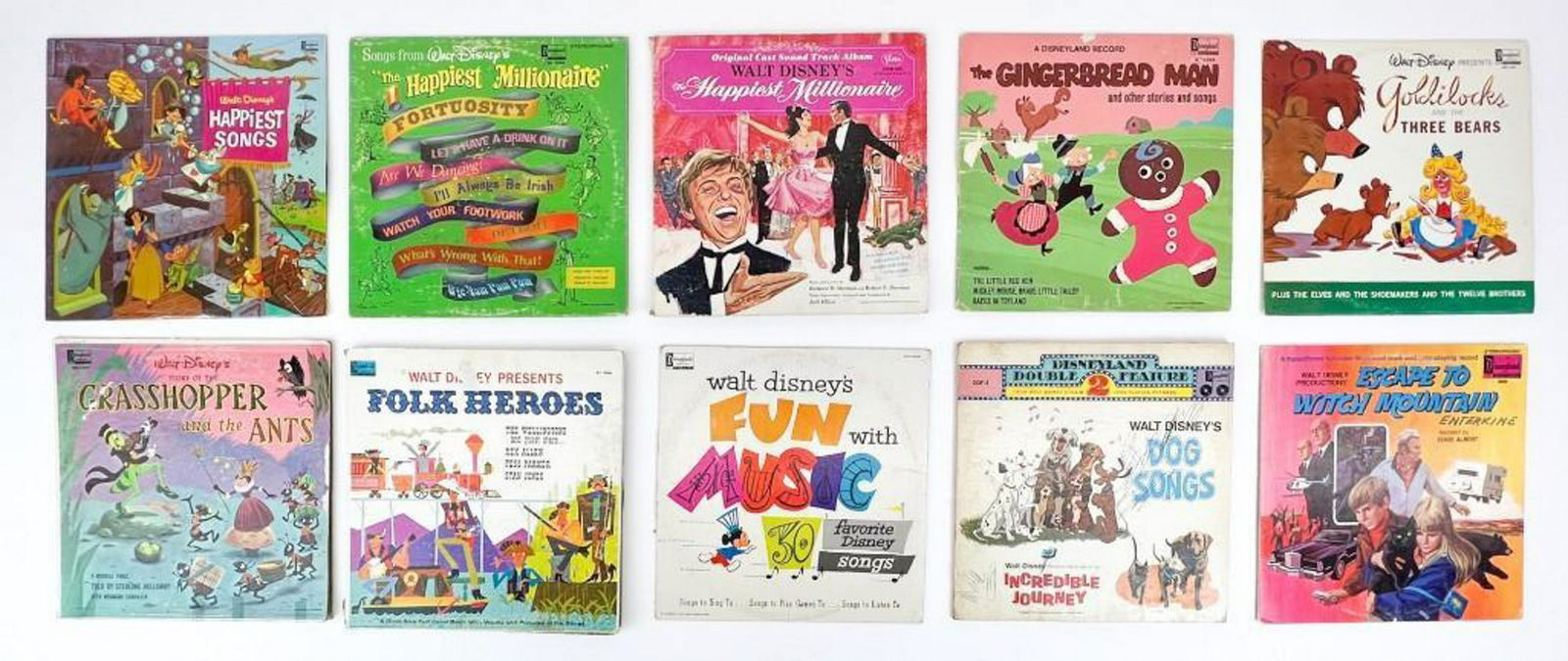 Lot of 10 Vintage Assorted Disney Records (1 of 7)