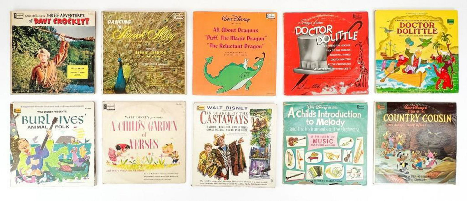 Lot of 10 Vintage Assorted Disney Records (1 of 7)