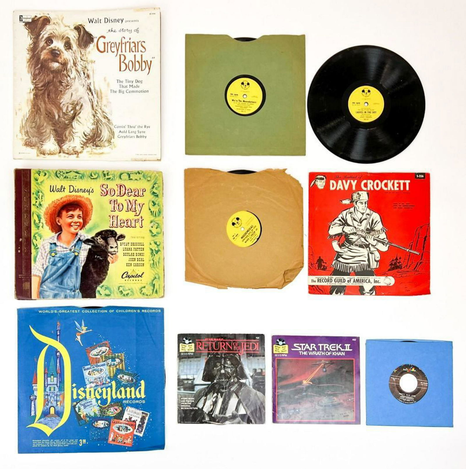 Lot of 10 Assorted Disney LPs, 45s, and 78s (1 of 13)