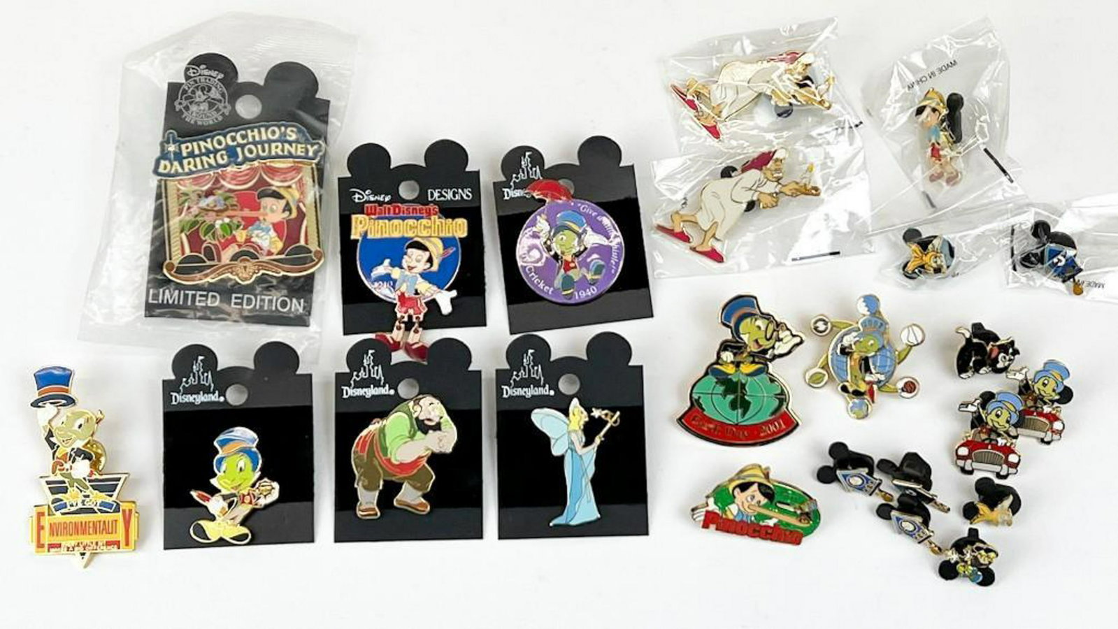 Lot of 23 Assorted Pinocchio Disney Enamel Pins: Lot of 23 Assorted Pinocchio Disney Enamel Pins. Weight: 1 lb.
