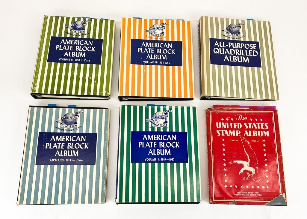 Lot of 6 American Plate Block and The United States Stamp Albums (1 of 20)