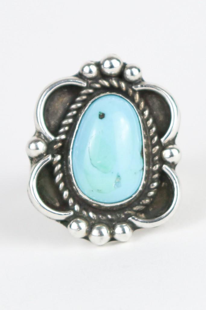 Navajo Silver Turquoise Blue Ring (1 of 4)