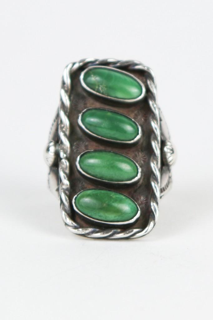 Navajo Four Stone Ring Green Silver (1 of 4)