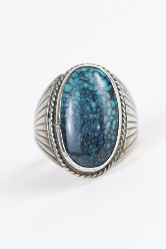 Navajo Sterling Turquoise Men's Ring Signed (1 of 5)