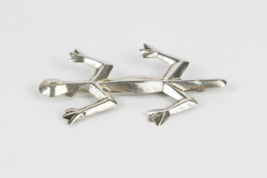 American Indian Lizard Pin Brooch Sterling Silver Hallmark (1 of 4)