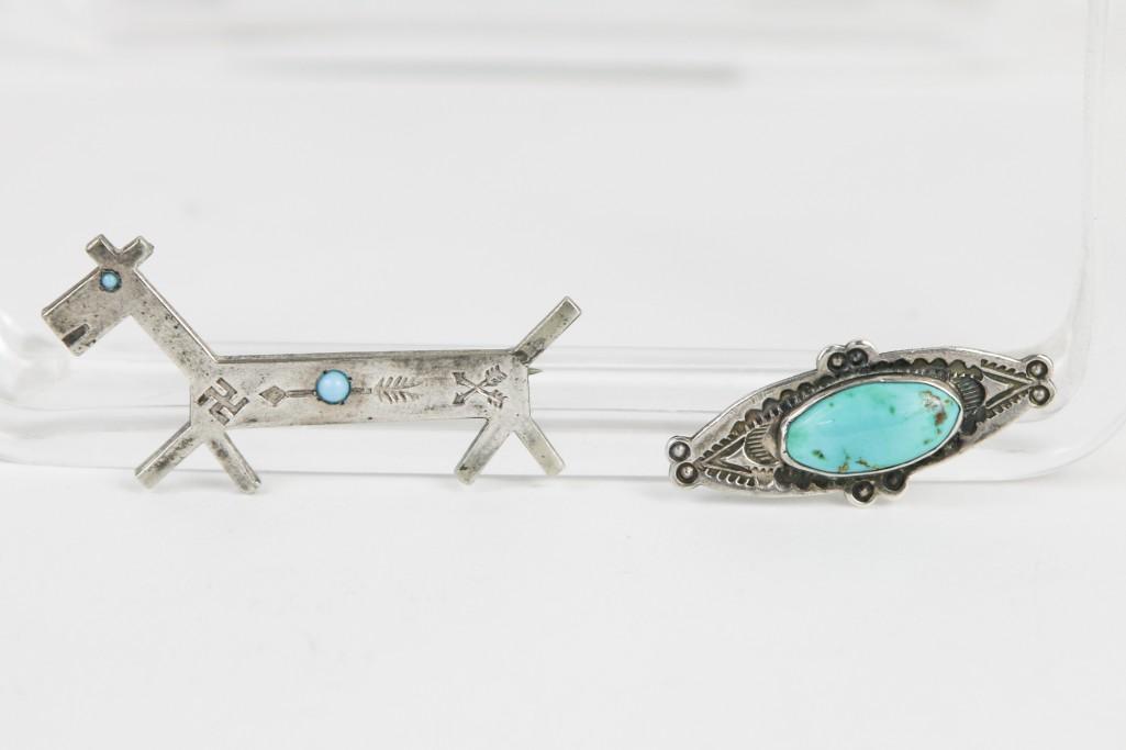 Lot of 2 Pins Brooches Sterling Silver Zuni Navajo (1 of 2)