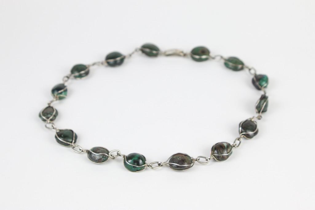 Mexico Sterling Silver Malachite Necklace (1 of 5)