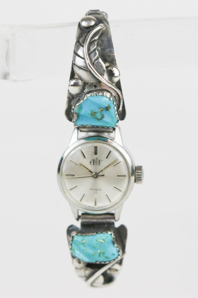 Ladies Watch w/ Zuni Silver Turquoise Band (1 of 4)