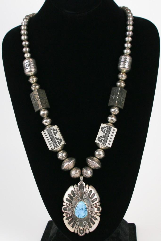 Tommy Singer Navajo Sterling Necklace w/Turquoise (1 of 8)