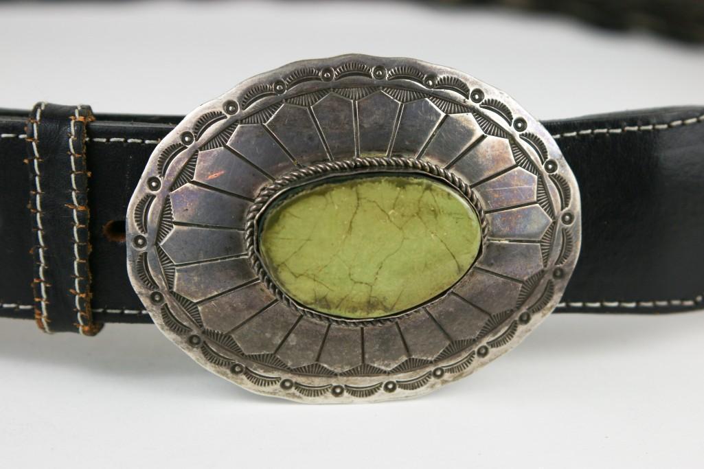 Kenneth and Mary Bill Navajo Sterling Silver Buckle & Horsehair Belt (1 of 7)