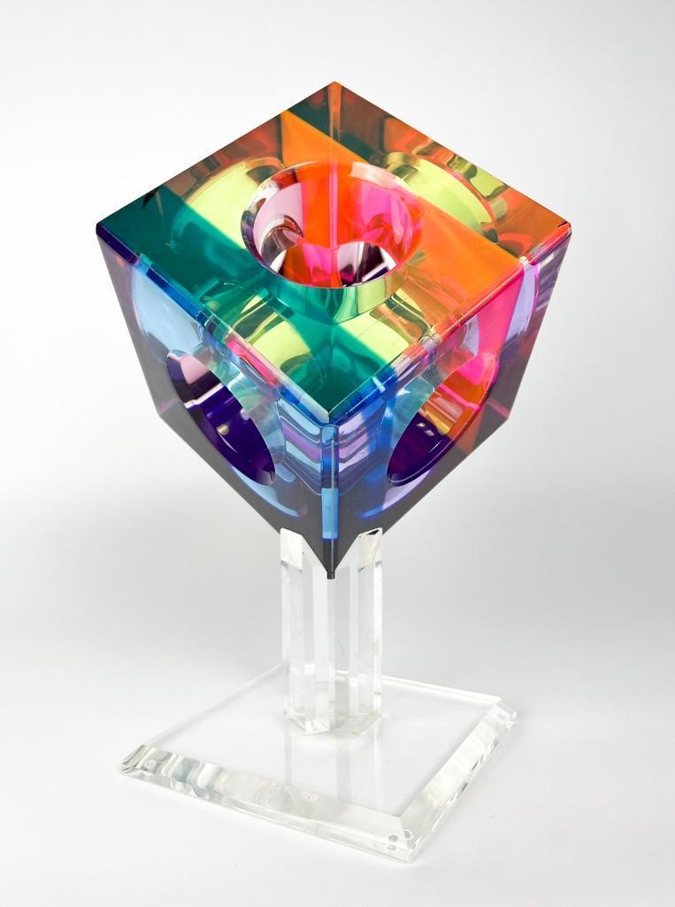 Attrib. Shlomi Hazizi (b. 1969) Lucite Cube Sculpture (1 of 14)