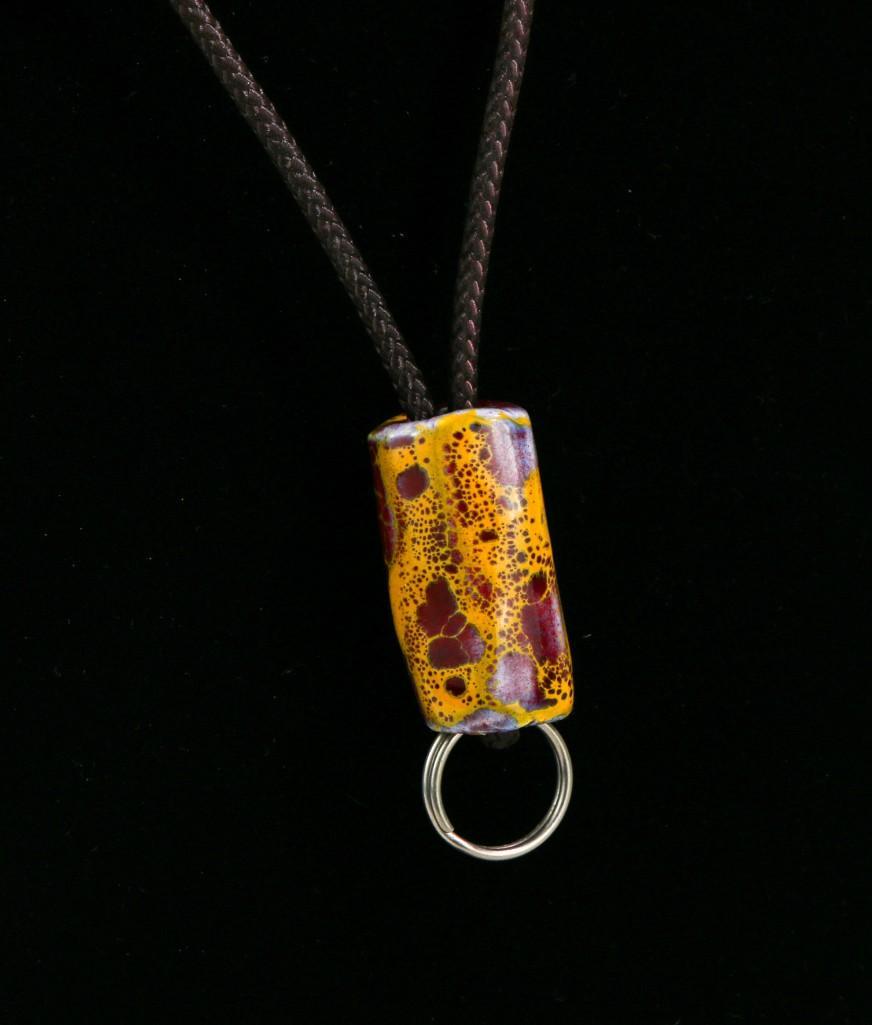 Doyle Lane (1925-2002) Pendant Necklace Red Yellow Ceramic Bead (1 of 3)