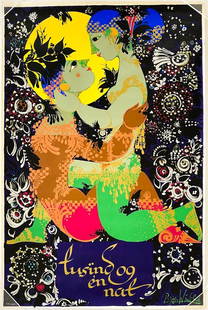 Bjorn Wiinblad (Danish, 1918-2006) Serigraph Tusind Og En Nat / 1001 Nights: Bjorn Wiinblad (Danish, 1918-2006) Serigraph Tusind Og En Nat / 1001 Nights. "Tusind Og En Nat" (One Thousand and One Nights), Circa 1970. Serigraph poster, signed in plate and printed "TT SerigraphiA