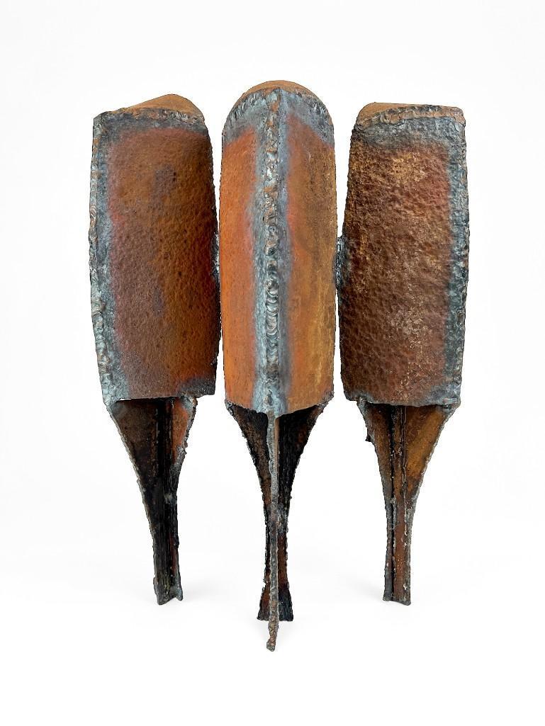 Heavy Large Brutalist Iron Triple Candelabra (1 of 13)