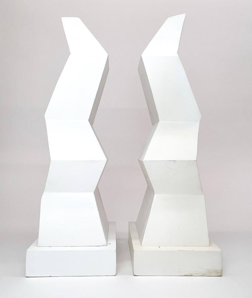 Pair Kelly Wearstler White Zig Zag Table Top Columns (1 of 8)