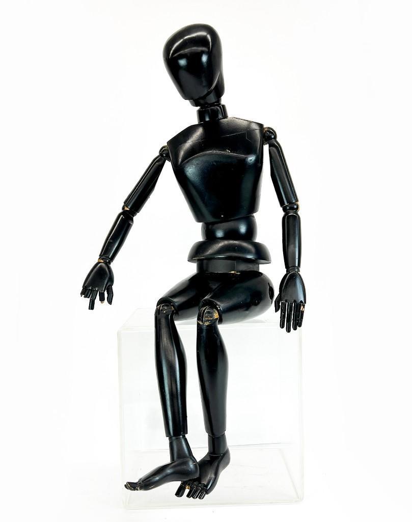 Life-Size Black Painted Wooden Posable Articulated Artist Mannequin (1 of 6)