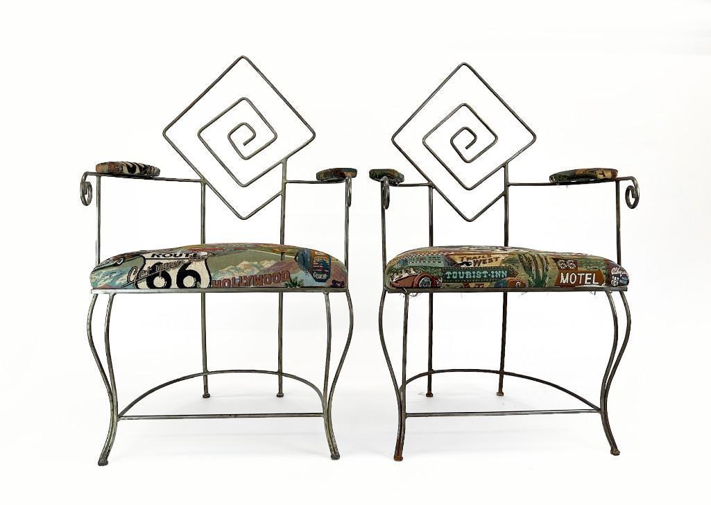 Pair Late Century Modern Whimsical Steel Sculptural Chairs (1 of 7)