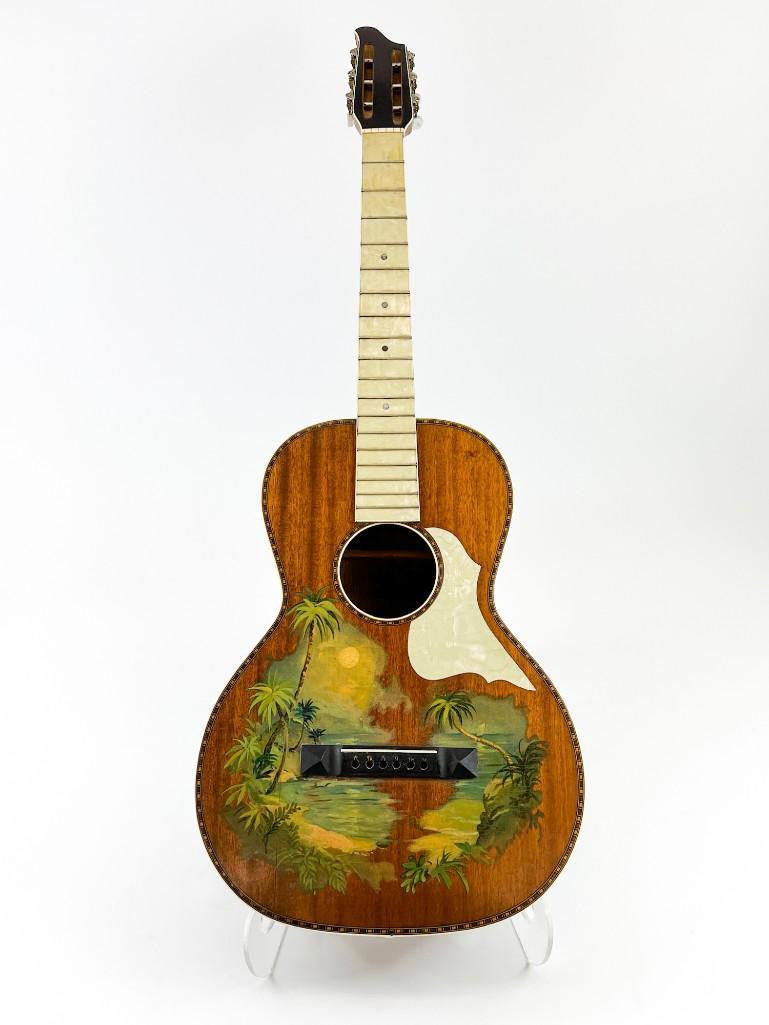 1940-50s Hawaiian South Pacific Tiki Theme Decal Acoustic Guitar (1 of 14)