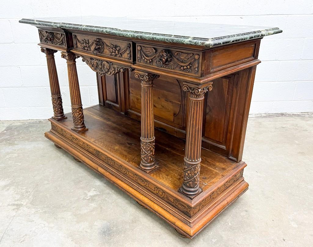 Baroque Monumental Green Marbletop Entryway Table (1 of 16)