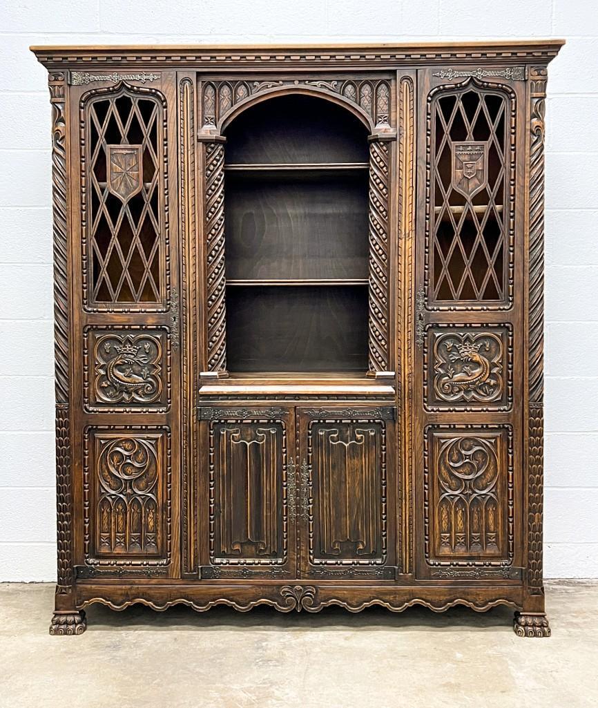 Large Highly Carved Cabinet with Iron Strapped Hinges (1 of 17)