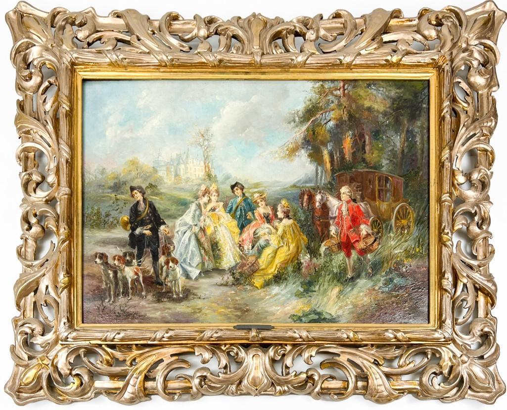 L. Dories (French, Late 19th/Early 20th Century) Oil on Canvas Evant La Chasse (Before the Hunt) (1 of 16)